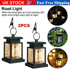 2PCS Waterproof LED Solar Power Hanging Lantern Lights Outdoor Garden Table Lamp