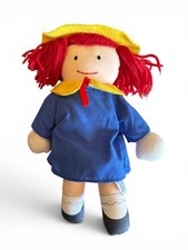 VINTAGE 1990 Madeline Plush Doll Blue Dress Yellow Hat by Eden Bemelman 9"