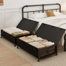 2 Pack Under the Bed Storage Containers,10 inch Height Under Bed Shoe Storage