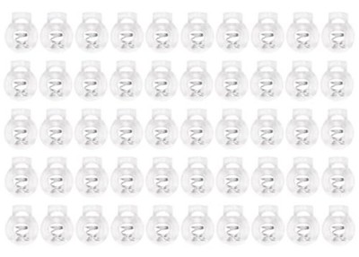 Tupalizy Clear Plastic Cord Locks Single Hole Spring Toggle Stoppers 50