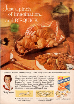 Bisquick Betty Crocker Vintage Magazine Ad 1940s 1950s Baking Rolls Yeast Food