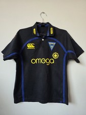 Canterbury Warrington Wolves Omega Rugby Polo Shirt Black Youth Year 14 Adult XS