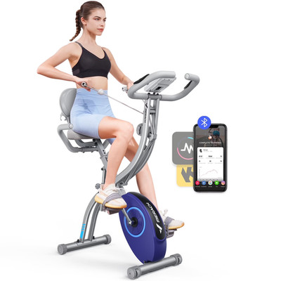 MERACH 4-in-1 Heimtrainer Fahrrad Klappbar, Hometrainer Fahrrad mit LCD Monitor