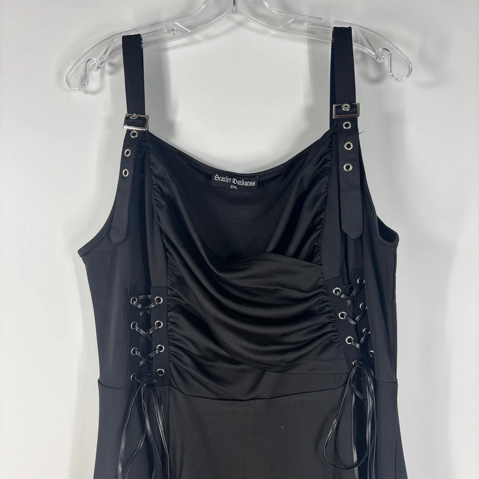 Vestido Escarlata Oscuridad Mujer 2XL Negro Corsé Con Cordones Gótico Punk Renfaire Hebilla Foto 3 de 4