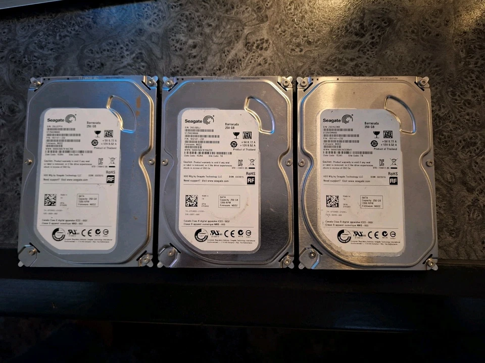 3X Seagate Barracuda 250GB HDD Festplatte ST250DM000 3,5 Zoll 7200rpm SATA 6Gb/s