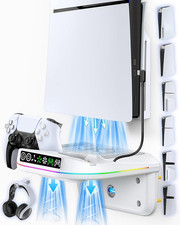 PS5 Wall Mount Kit with Cooling Fan and Charging Station Compatible with PS5/ Sl