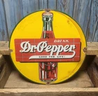 Vintage Dr Pepper Porcelain Metal Enamel Soda Pop Bottle Advertising Sign