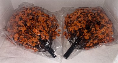 Orange Artificial Flowers 2 Large Bundles With Ground Spikes NEW