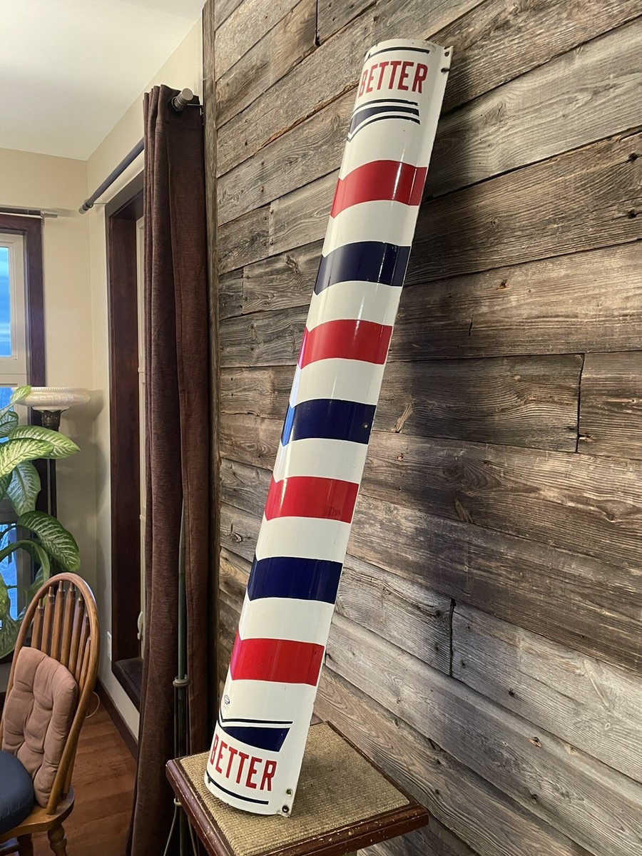 Vintage Barbershop Porcelain Sign Marvey Curved Sign | eBay