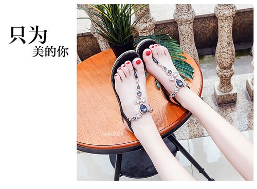 Flip Flops Rhinestone Toe Sandals Women's Flat Sandals Women's Shoes 35-41 - Picture 12 of 27