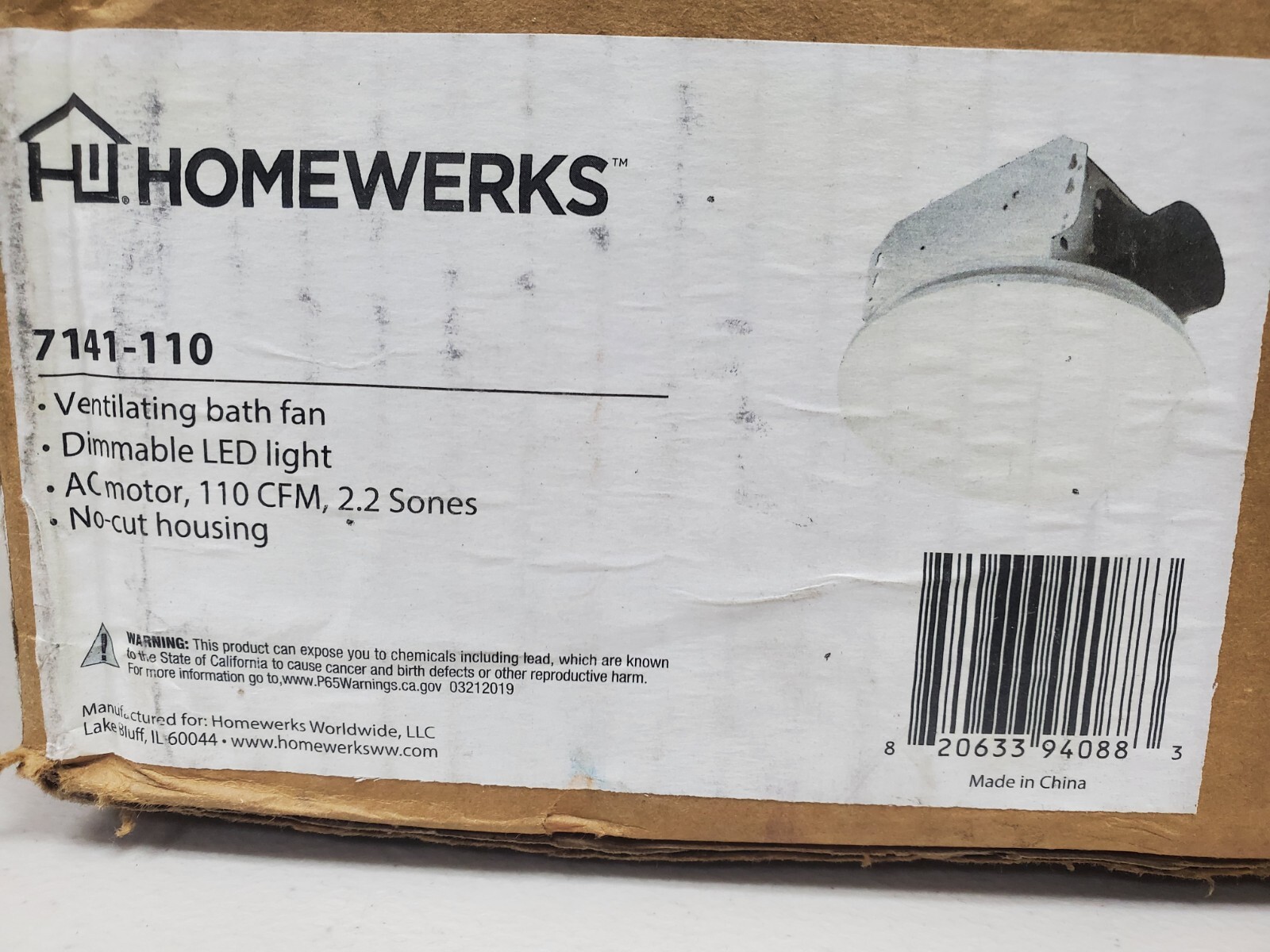 Homewerks 7141-110 Bathroom Fan Integrated LED Light Ceiling Mount Exhaust  | eBay