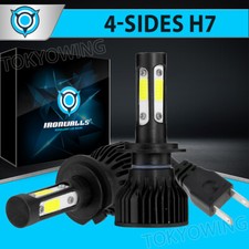 4-sides H7 LED Headlight Conversion Bulbs Kit High/Low Beam 6500K Super Bright