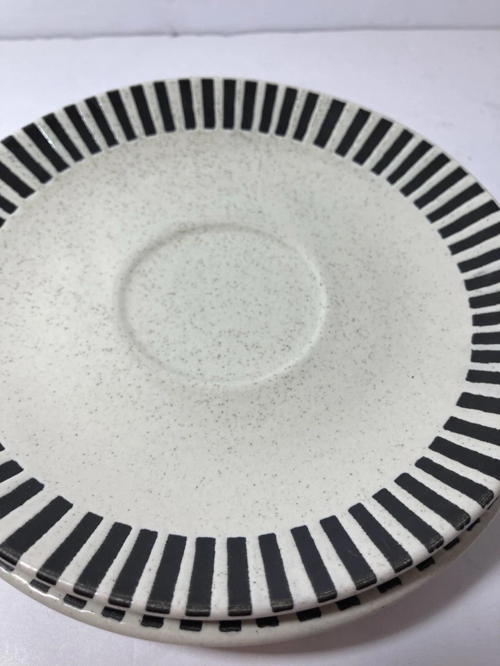 VTG Sango Teacup Saucers Speckled Stoneware PATIO SAND #6164 Set Of 2 EUC - Image 2 of 4