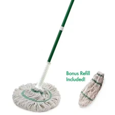 Libman Twist Mop Tornado Blended Cotton Green White w/ Extra Refill Steel Handle