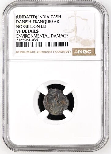 1648 - 1670 Danish India Lead Cash, Kas, NGC VF Details, KM-81,  R Rarity
