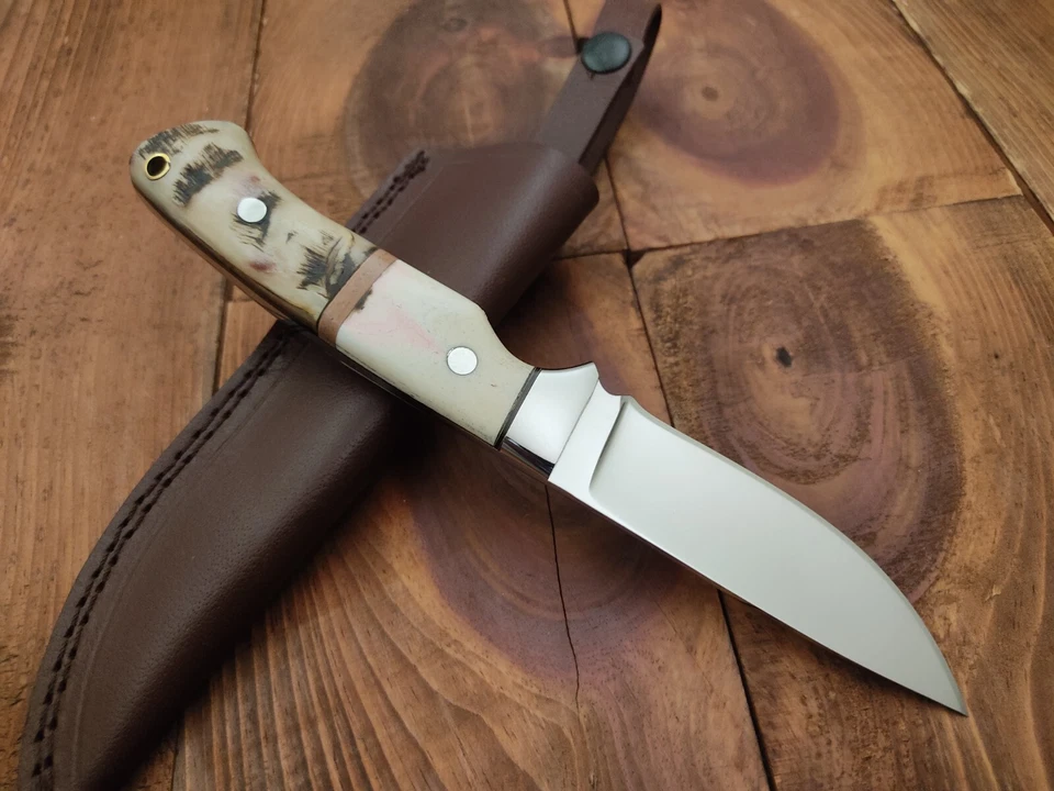 Cuchillo de caza de campamento de hoja fija de acero inoxidable Full Tang 12c27 hecho a mano personalizado Foto 4 de 4