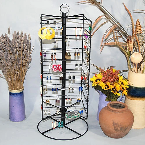 Metal Rotating Earring Rack Wire Jewelry Display Stand 28 1/4H