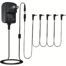 Guitar Pedal Power Supply, 9V 1A AC DC Adapter with 5 Way Daisy Chain Cord