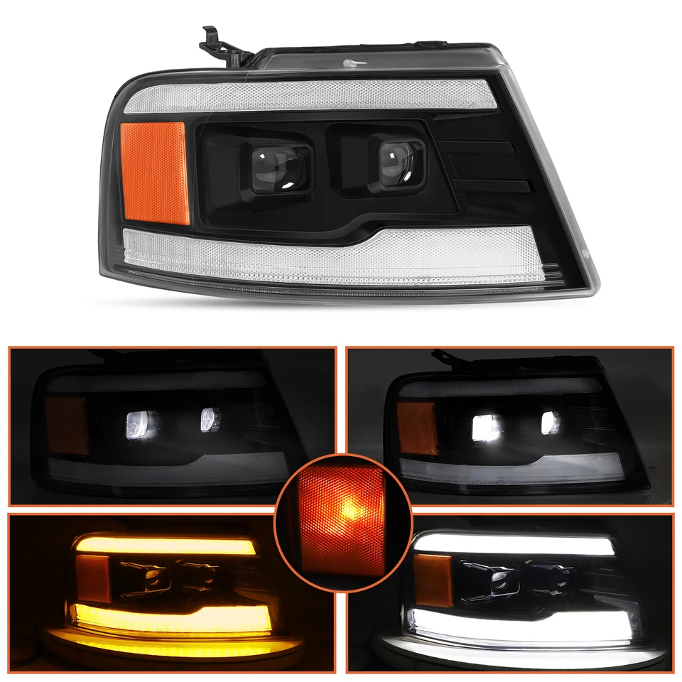 Juego de faros de señal de giro secuenciales para proyector LED DRL para 2004-2008 F150 diestro+derecho Foto 2 de 4