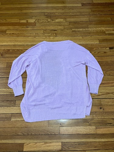 J Crew maglione cardigan donna lino viola lavanda taglia XL aperto davanti - Foto 4 di 4