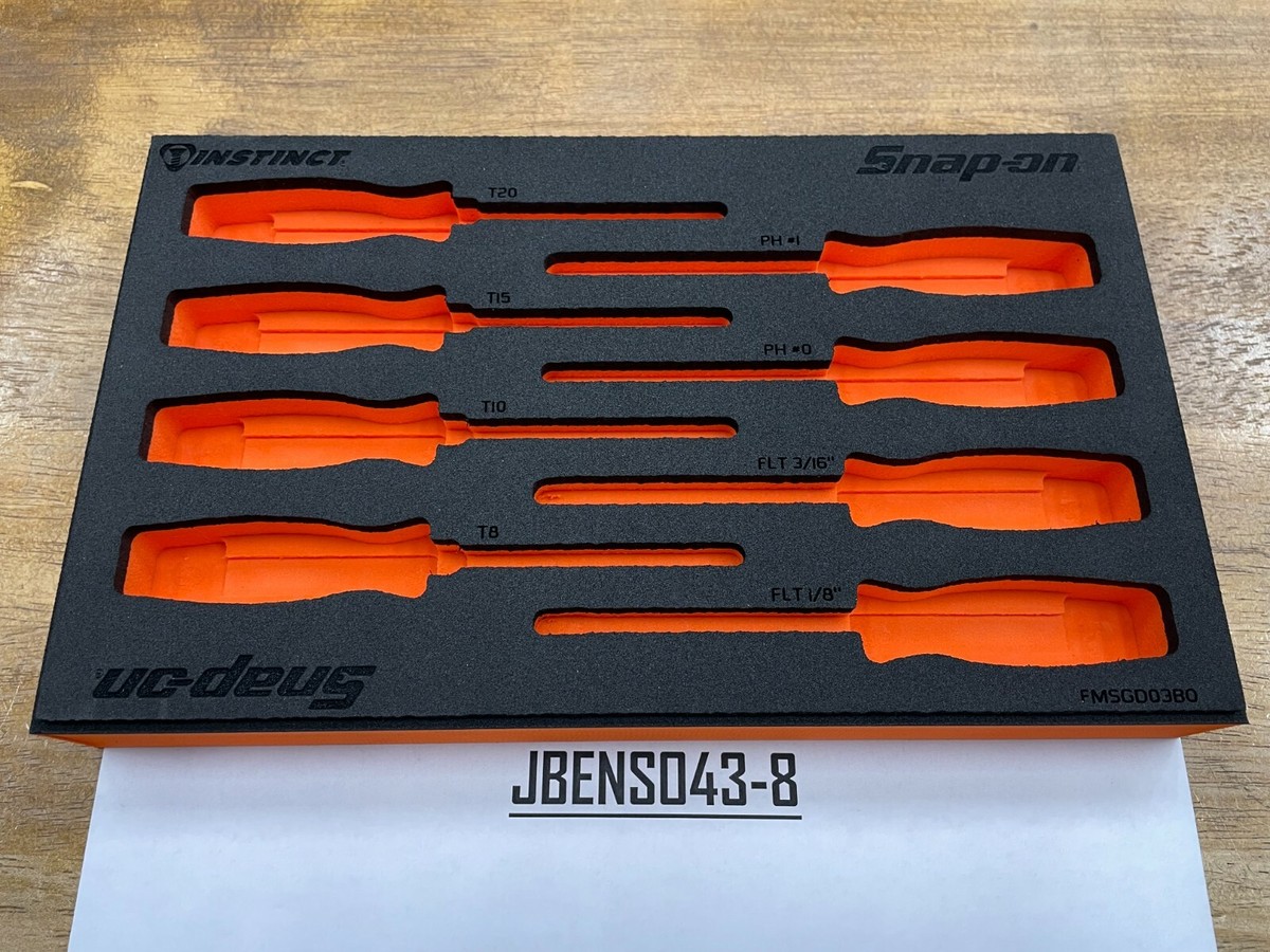 Snap-on Tools NEW ORANGE FOAM ORGANIZER for 8pc Mini Screwdriver