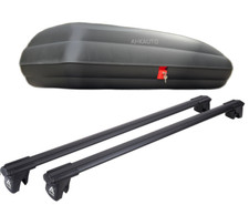Dachträger Aguri Schwarz + Dachbox 320 Liter Für VOLKSWAGEN Touran III 15-