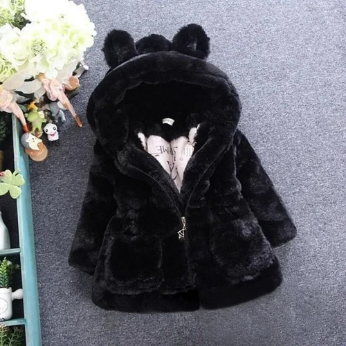 Baby Girls Warm Winter Coats Faux Fur Fashion Kids Hooded Jacket Coat for Girl - Picture 5 of 27