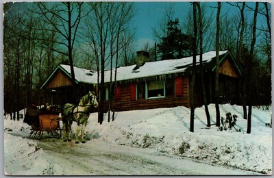 Split Rock Lodge Club At Big Boulder Lake Harmony PA Horse, Sleigh Postcard R315