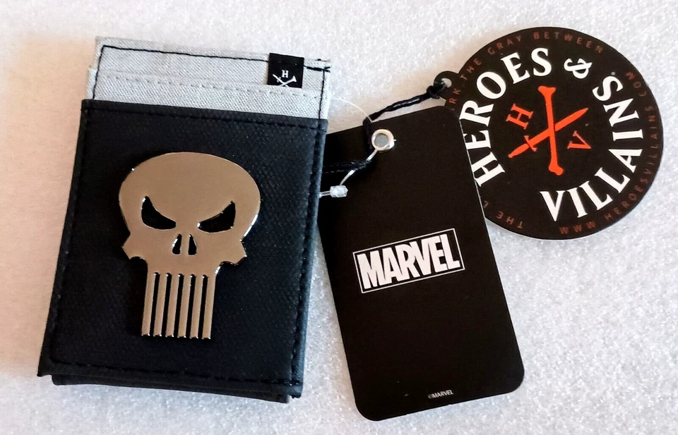 Marvel Heroes Villains Punisher Skull Logo Cover Pocket Credit Card Wallet NEW - Image 2 of 4