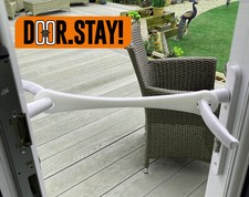 DOOR.STAY! WHITE DOUBLE LOOP French / Patio  Door Stay, & Optional STOPPERS