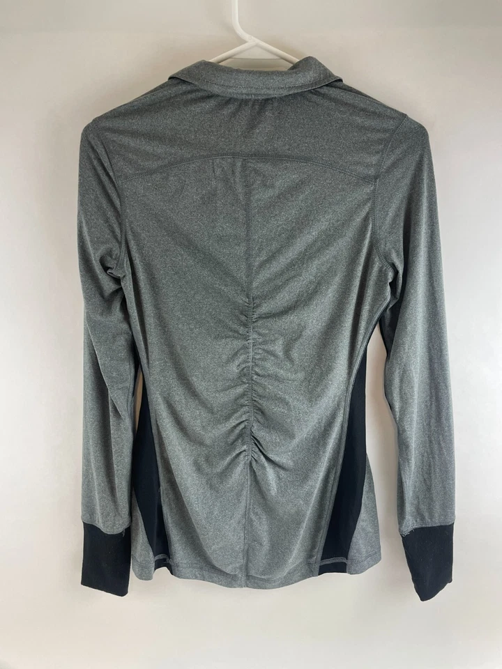 Camisa de rendimiento capa 8 para mujer talla S gris cuarto cremallera ropa deportiva Qwick-Dry Foto 2 de 4