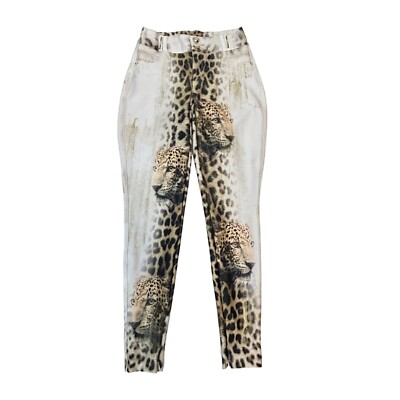 Pit Bull Jeans Leopard Print Pants Slim Fit Button & Zip Closure Medium
