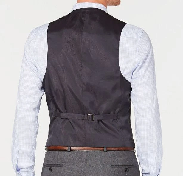 Michael Kors Men's Gray Check Wool Classic Fit Suit Waistcoat Vest 44L - Image 2 of 4