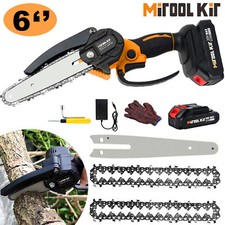 Cordless Chainsaw with 2.0ah Li-ion Battery 6-Inch Hand-held Mini Pruning Saw