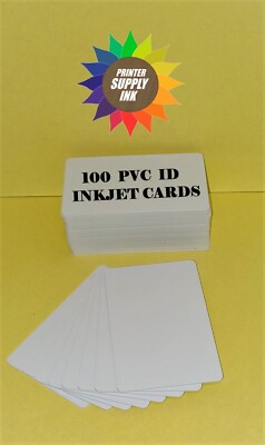 100 Ink jet PVC ID Cards - For Epson & Canon Inkjet Printers Gafetes carnets