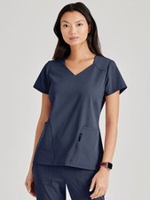 Barco Unify Scrubs BUT156 V-Neck detailed Scrub Top in "Steel" Size XS