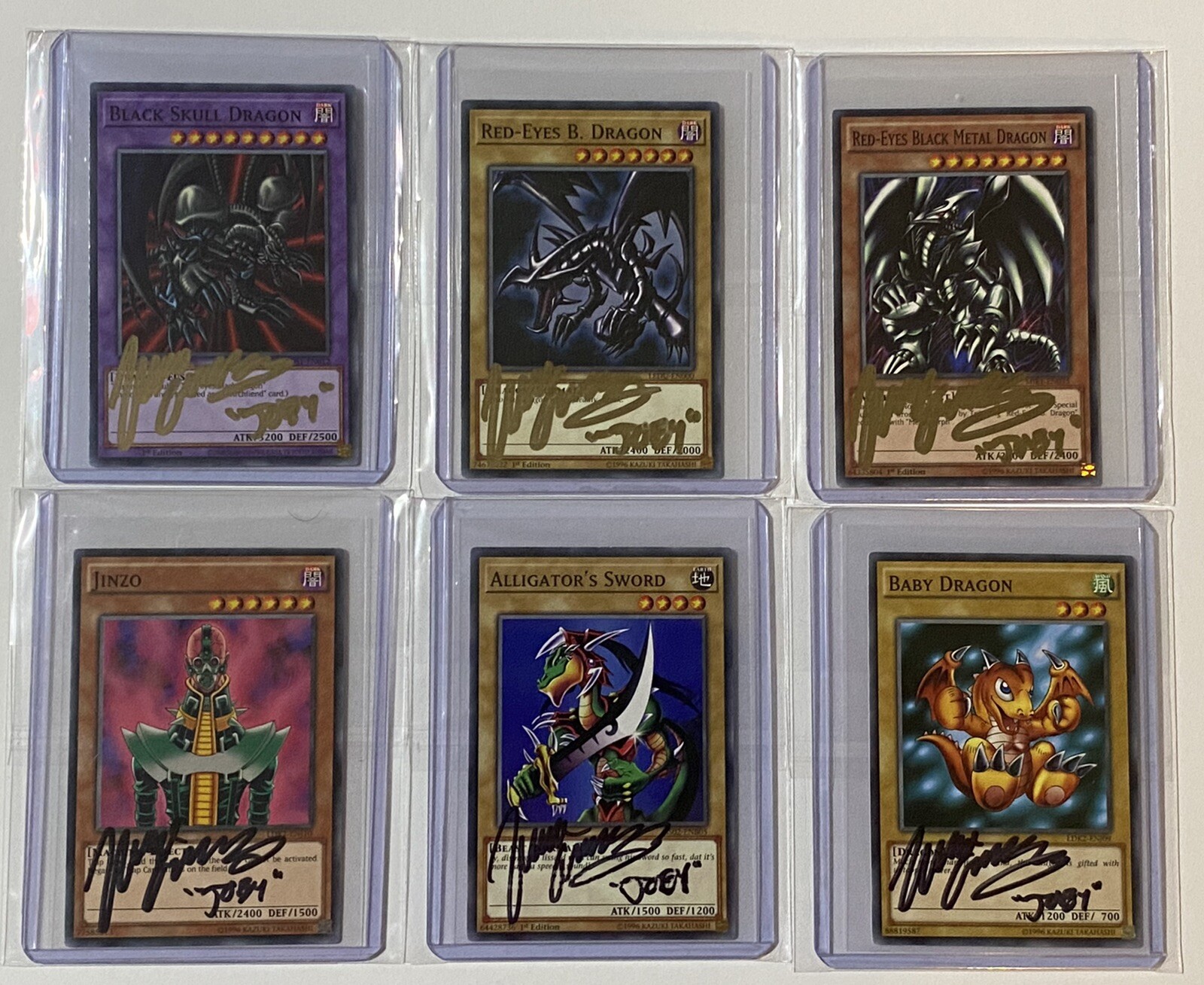 Signed yugioh card lot by Voice actor Wayne Grayson X6 Joey Wheeler