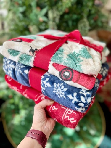 North Pole Trading Co. Holiday Velvet Plush Throw 60 X50 Christmas Truck Dog - Picture 3 of 5