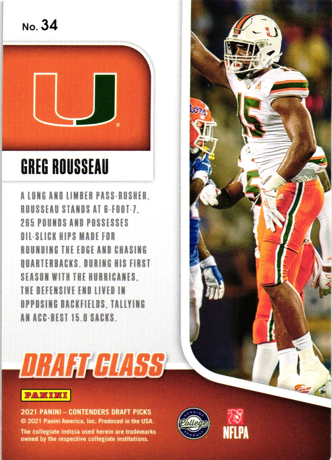Greg Rousseau Draft 2021 Panini Contenders Draft Picks - Draft Class Greg Rousseau #34 Red ...