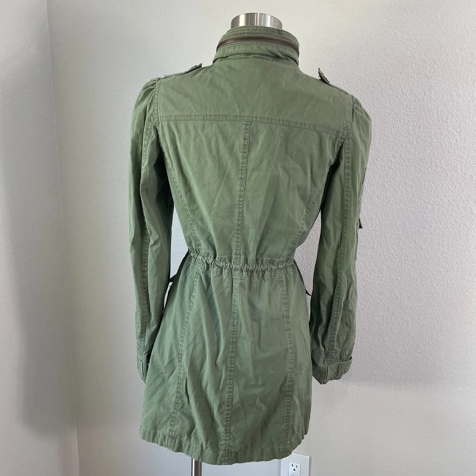 Love from YA-YA Mujer Grande Verde Utilidad Chaqueta Bolsillos Capucha Oculta Foto 4 de 4