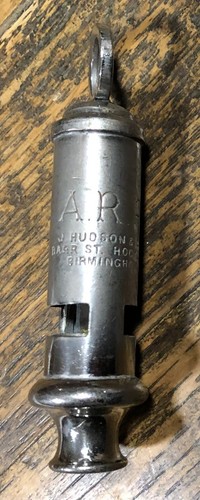 Vintage WW2 Air Raid Precautions Warden ARP Whistle, J Hudson Birmingham - Picture 2 of 3