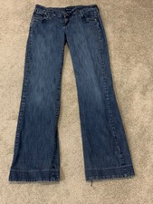 BU From Malibu Jeans Women  s Size 9 Blue Whiskered Straight Trouser Leg Stretch