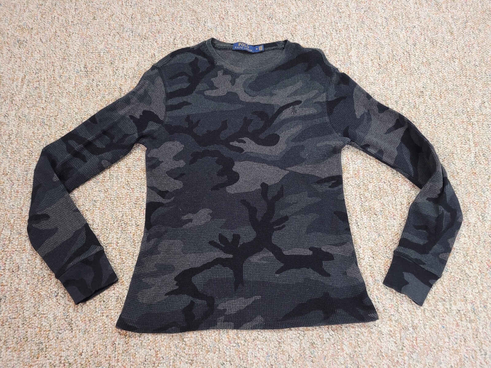 Polo Ralph Lauren camicia uomo media urbana mimetica waffle maglia termica pony outdoor