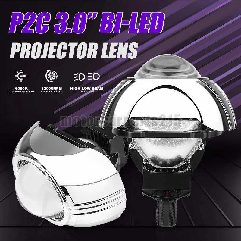 RHD 3.0" 100W Bi LED Projector Lens Headlight Kit H4 H7 9005 9006 Retrofit 6000K - Image 3 of 4