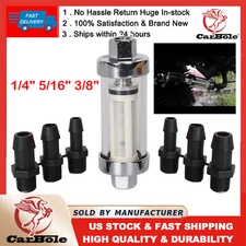 Universal Chrome Glass Inline Fuel Filter Reusable Washable 1/4" 5/16" 3/8" New