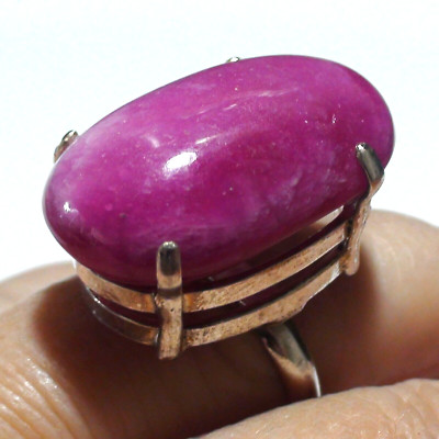 SEHR GROSS! 81,75 ct NATUR KIRSCHROSA RUBIN, EDELSTEIN RING 925 S.SILBER.S-E 9,0.