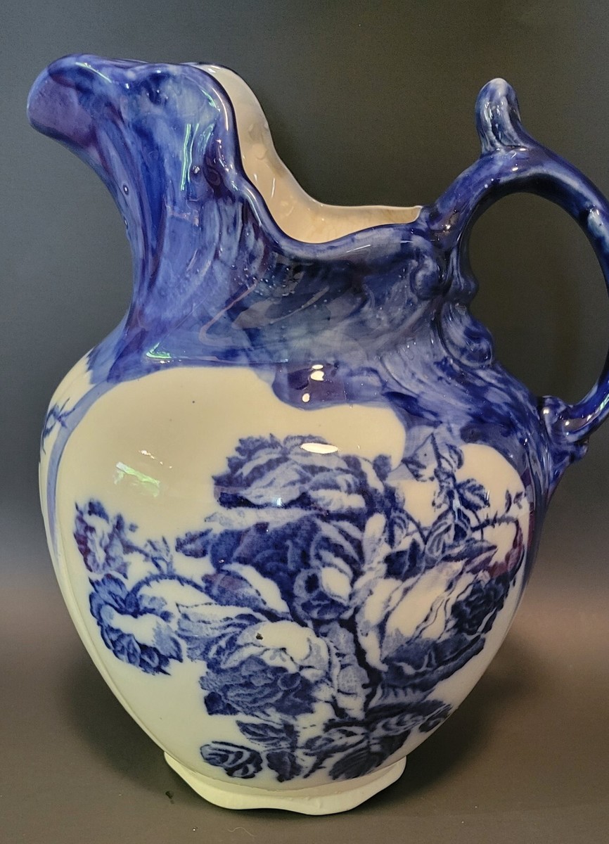 Victorian Staffordshire England Flow Blue Pitcher | eBay