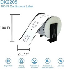 1 100 Rolls - Non-OEM Fits BROTHER DK-2205 Labels or REUSABLE FRAME