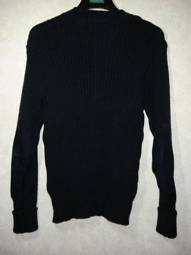 Citadel USAF Service Sweater Men 44 Blue Virgin Wool V-Neck Rib Knit Long Sleeve - Picture 9 of 10