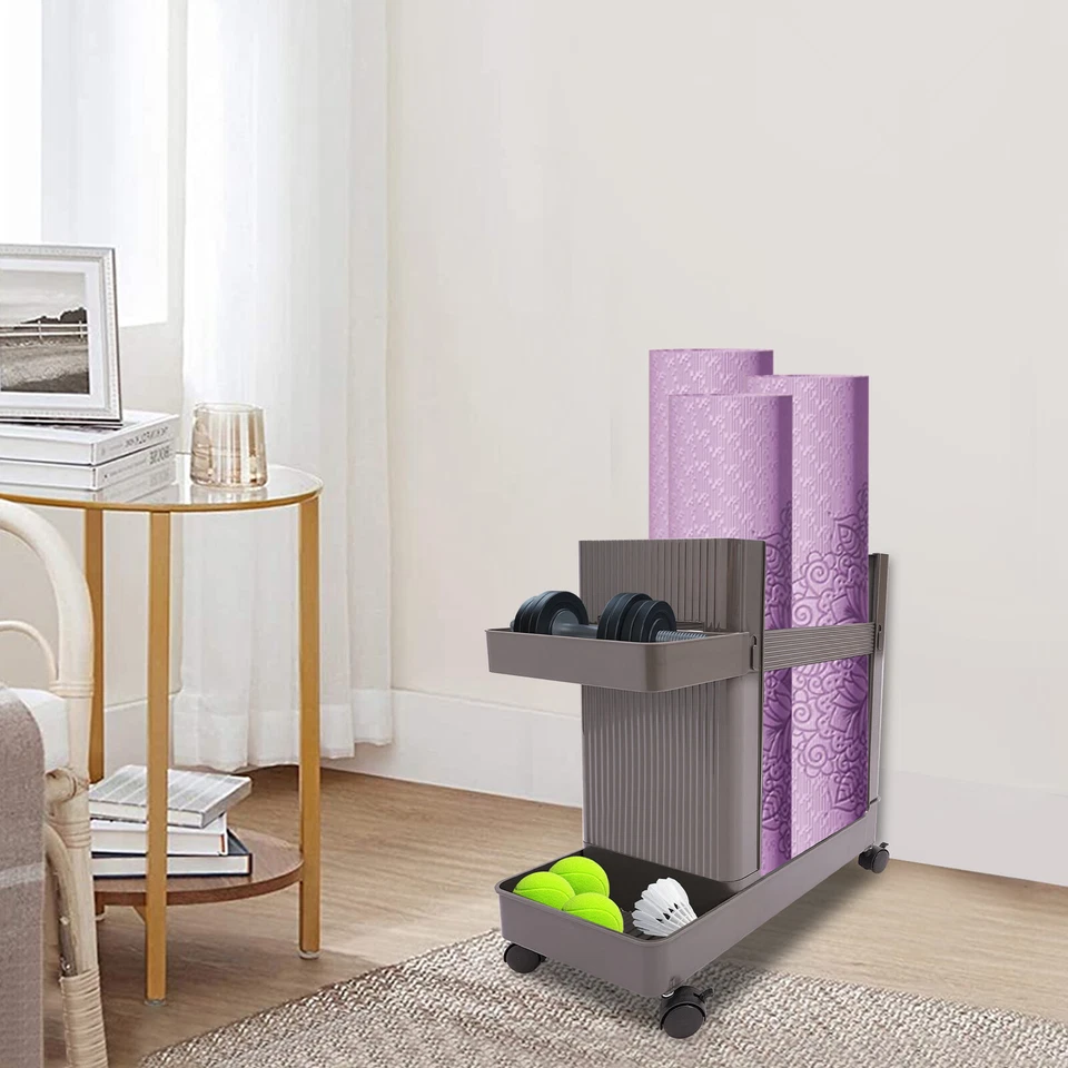 Серый коврик для йоги стойка для хранения фитнес-оборудование колеса для йоги органайзер с колесом - Изображение 4 из 4